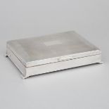 English Silver Rectangular Cigarette Box, Charles S. Green & Co., Birmingham, 1950, 1.8 x 9.4 x 6.5