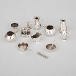 Swedish Silver Miniature Moose and Nine Various Silver Household Articles, 20th century, moose heigh