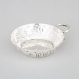 English Silver Wine Taster, D. & J. Wellby, London, 1916, width 4.7 in — 12 cm