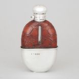 English Silver Mounted Spirit Flask, W.C. Grffiths, Birmingham, 1920/23, height 5.3 in — 13.5 cm