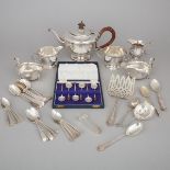 Group of Mainly Georgian, Victorian and Later English Silver, 19th-20th century, teapot height 6.3 i