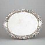 German Silver Oval Serving Tray, early 20th century, length 21.7 in — 55 cm