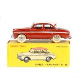 French Dinky Toys Simca Aronde P60 (544). In metallic brown with cream roof, ridged spun wheels
