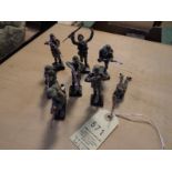 8 Elastolin/Duro German Army Soldiers. 2 soldiers standing shooting, 1 laying down shooting, 1