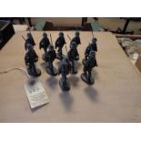 10 Elastolin German Army figures. 10 marching with rifles shouldered. GC for age, minor cracking.