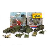 13 Dinky Toys Military vehicles, etc. One boxed example - Water Tanker (643), Plus loose items- an