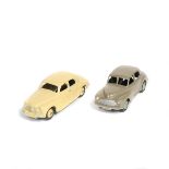 2 Dinky 40 series saloon cars. Morris Oxford (40G/159) in stone with light grey wheels. Plus a Rover