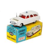 Corgi Toys Ford Zephyr Motorway Patrol (419). In white with red interior, 'POLICE' to bonnet,
