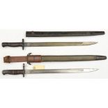 A P1907 bayonet, stamp and date 12.18 at forte, in scabbard, near VGC; and a P1913 Remington bayonet