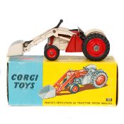 Corgi Toys Massey-Ferguson Tractor with Shovel (53). In red and cream with red plastic wheels