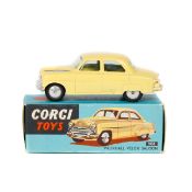 Corgi Toys Vauxhall Velox Saloon (203). An example in primrose yellow with smooth wheels and black
