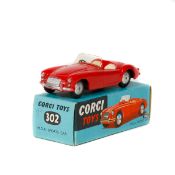Corgi Toys M.G.A. (302). In bright red with cream interior, smooth wheels and black rubber tyres. In