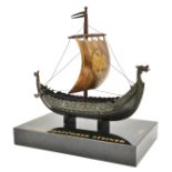 A fine Third Reich SS static presentation piece, in the form of a metal Viking long ship, with