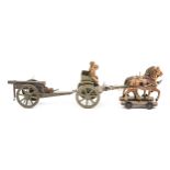 A scarce Hausser horse drawn howitzer. A 2 horse team with rider, tinplate limber with two riders