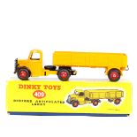 Dinky Toys Bedford Articulated Lorry (409). In yellow with red ridged wheels. Boxed, inside of lid