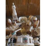 12 pieces of crested china, including Carlton China “HMS Humber”, arms of Gillingham, Alexandria