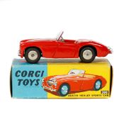 Corgi Toys Austin Healey 100 Sports Car (300). In red with cream seats, smooth wheels with black