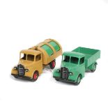 2 Dinky Toys Bedford Lorrys. A Refuse Wagon (25v) in light brown with green doors and red wheels.