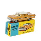 Corgi Toys Chevrolet Impala (220). An example in light brown with 'chrome' detailing, cream roof and