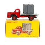 French Dinky Toys Plateau Berliet Avec Container (34B). Cab and dished wheels in reddish brown,