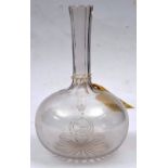 A Vic officer’s mess glass carafe of The R Dublin Fusiliers, facetted stem and rayed base, etched on