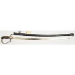 A WWI period German infantry officer’s service sword, plain, plated slightly curved, fullered