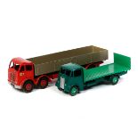 2 Dinky Toys. A Foden wagon (901) with red cab, chassis and wheels and fawn back. Together with a