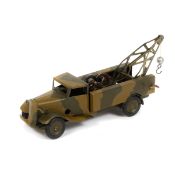 Tri-ang Minic Army Breakdown Lorry (48M CF). A post-war example in camouflage. Clockwork crane
