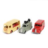 3 Dinky Toys. NCB Electric Van (30V/490) in cream and red livery, Express Dairy to front of cab,