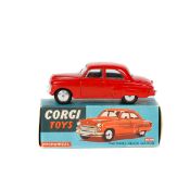 Corgi Toys Vauxhall Velox Saloon (203M). An example in bright red with smooth wheels and black
