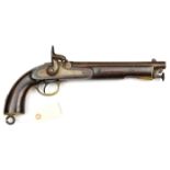A .577” 1856 pattern percussion cavalry pistol, 16” overall, rifled barrel 10” with B’ham proofs,