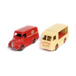 2 Dinky Toys. NCB Electric Van (30V/490) in cream and red livery with red wheels, Express Dairy to