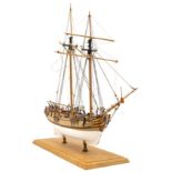 A model of an English naval cutter c 1800, well constructed, fully rigged, detailed and painted