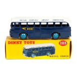 Dinky Toys B.O.A.C. Coach (283). In dark blue with white roof, 'British Overseas Airways