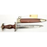 A Third Reich SA dagger, the blade with pre 1935 Eickhorn mark, the hilt with nickel silver mounts