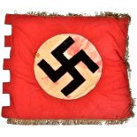 A Third Reich NSDAP double sided banner, approx 43” x 47”, with large applied central device with