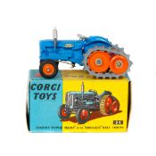 Corgi Toys Fordson 'Power Major' with Roadless Half Tracks (54). In mid blue with lights to the side