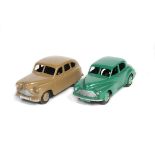 2 Dinky 40 series saloon cars. Morris Oxford (40G/159) in green with light green wheels. Plus a