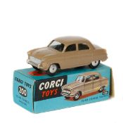 Corgi Toys Ford Consul Saloon (200). An example in tan with smooth wheels and black rubber tyres.