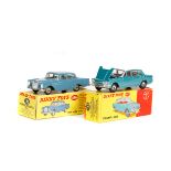 2 Dinky Toys. Triumph 2000 (135) in metallic green with white roof, red interior, spun wheels and