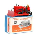Dinky Supertoys Blaw Knox Bulldozer (561). Red body with green rubber tracks. Boxed with inner