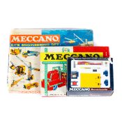 6 Meccano sets. Including; Meccano Outfit 6, Site Engineering Set 5, Crane Construction Set,