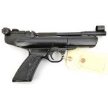 A .22” Webley Hurricane air pistol, with hooded fore sight and fully adjustable rearsight. GWO &