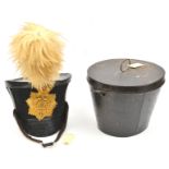 An officer’s Bell topped shako, 1829-44, of The 11th (N Devon) Regt, black felt body (replaced) with