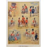 A watercolour painting “Royal Welsh Fusiliers” by Reginald Wymer, comprising 8 vignettes of