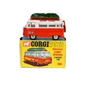 Corgi Toys Holiday Camp Special Commer Bus (508). In orange and white with white interior, '