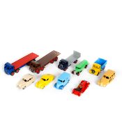 10 well restored Dinky Toys. 2 Foden flatbeds, Bedford tipper, Trojan van, Guy flatbed with