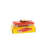 French Dinky Toys Studebaker Commander (24Y). In orange with cream roof, with ridged plated wheels