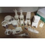 12 pieces of crested china, including Podmore “Lady of the Lamp” Florence Nightingale 1820-1910,