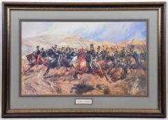 A large coloured print “The Charge of the Light Brigade”, after original by Caton Woodville, well